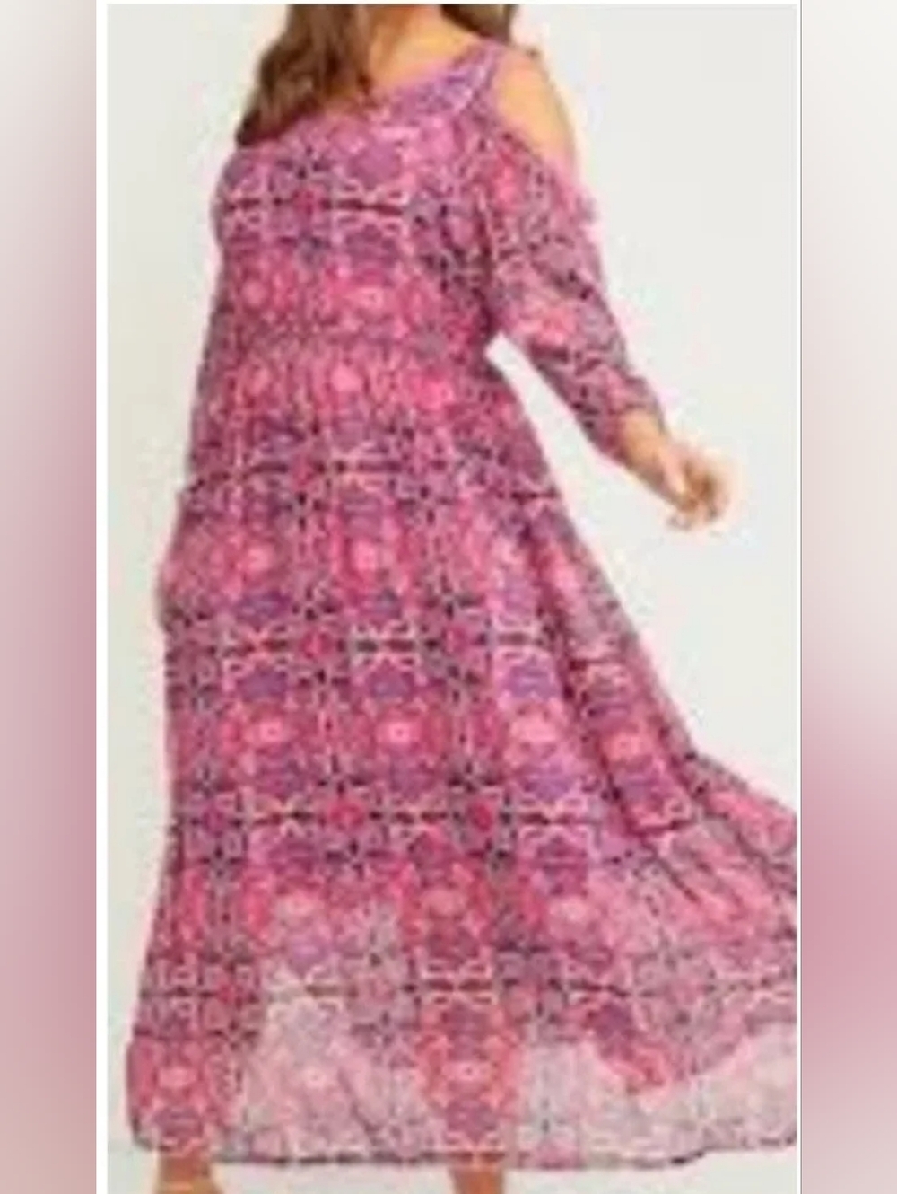 Lane Bryant Vibrant Pink Long Sleeve Dress - Picture 2 of 9